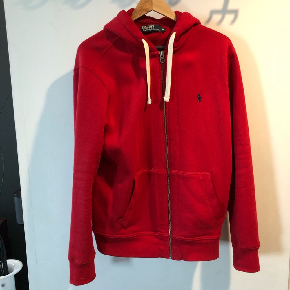 Medium Red polo hoodie, worn only a few times.